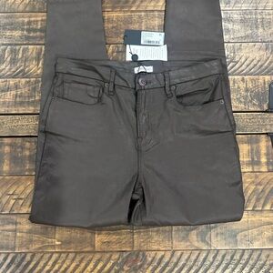 Gianni Bini Womens Coated Brown Pants size 31 NWT